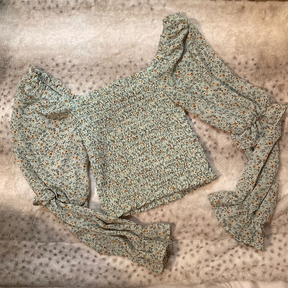 Floral Print Square Neck Crop Top